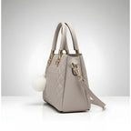PU Leather Solid Shoulder Zipper Handbag (Grey)