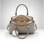 PU Leather Solid Shoulder Zipper Handbag (Grey)
