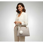 PU Leather Solid Shoulder Zipper Handbag (Grey)