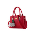 PU Leather Solid Shoulder Zipper Handbag (Red)