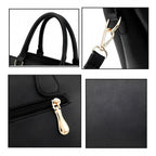 PU Leather Solid Shoulder Zipper Handbag (Black)