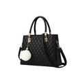 PU Leather Solid Shoulder Zipper Handbag (Black)