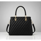 PU Leather Solid Shoulder Zipper Handbag (Black)