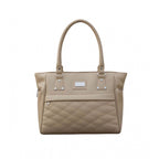 PU Leather Solid Shoulder Zipper Handbag (Beige)