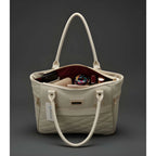 PU Leather Solid Shoulder Zipper Handbag (Cream)