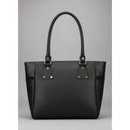 PU Leather Solid Shoulder Zipper Handbag (Black)