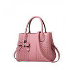 PU Leather Solid Shoulder Zipper Handbag (Pink)
