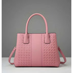 PU Leather Solid Shoulder Zipper Handbag (Pink)