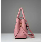 PU Leather Solid Shoulder Zipper Handbag (Pink)