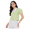 Cotton Striped Half Sleeve Shirt (Green - White)
