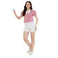 Cotton Checkered Half Sleeve Shirt (Red - White)