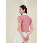 Cotton Checkered Half Sleeve Shirt (Red - White)