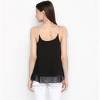 Embellished Shoulder Straps Top (Black)