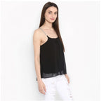 Embellished Shoulder Straps Top (Black)