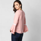 Solid Bell Sleeve Top (Pink)