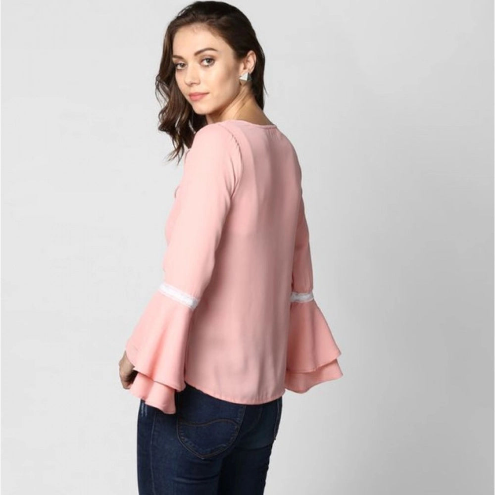 Solid Bell Sleeve Top (Pink)
