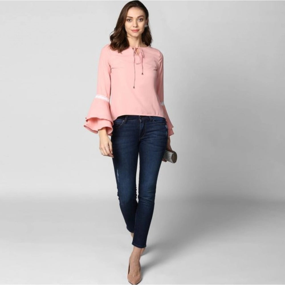 Solid Bell Sleeve Top (Pink)