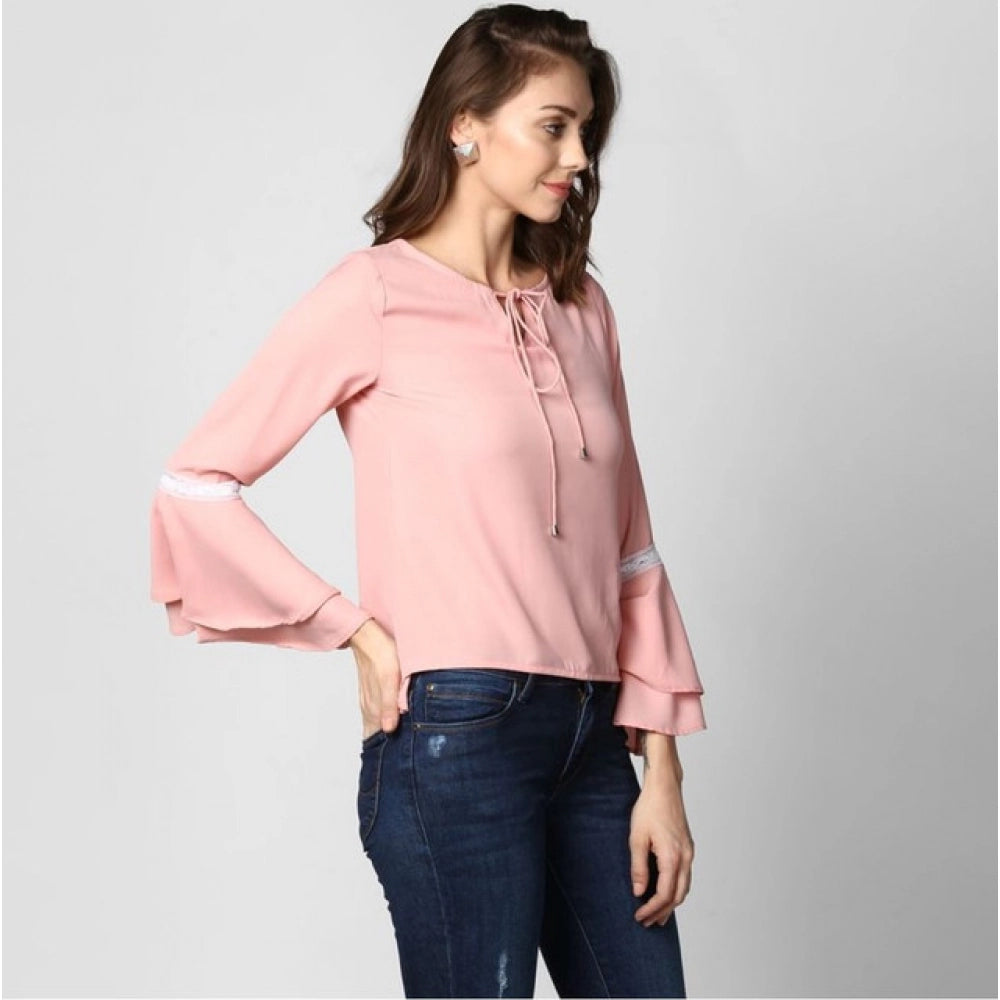 Solid Bell Sleeve Top (Pink)