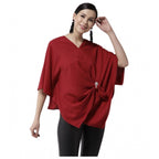 Solid Cape Sleeve Top (Red)