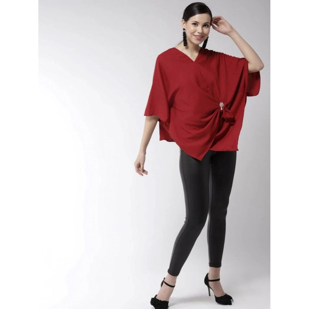 Solid Cape Sleeve Top (Red)