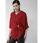 Solid Cape Sleeve Top (Red)