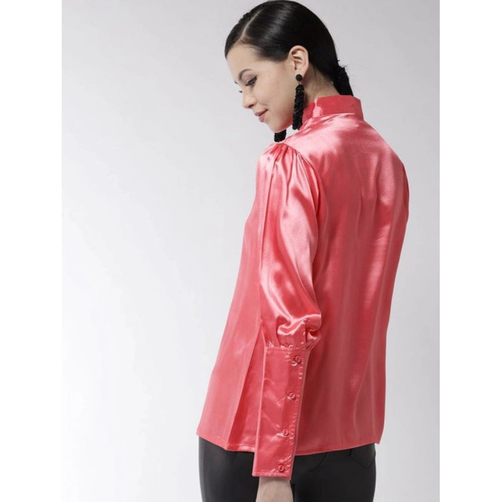 Solid Long Sleeves Top (Coral)