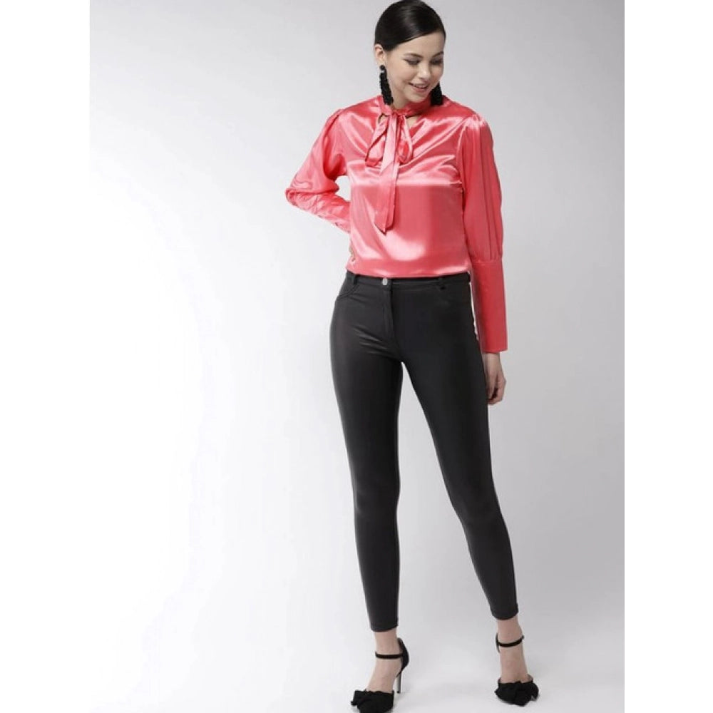 Solid Long Sleeves Top (Coral)