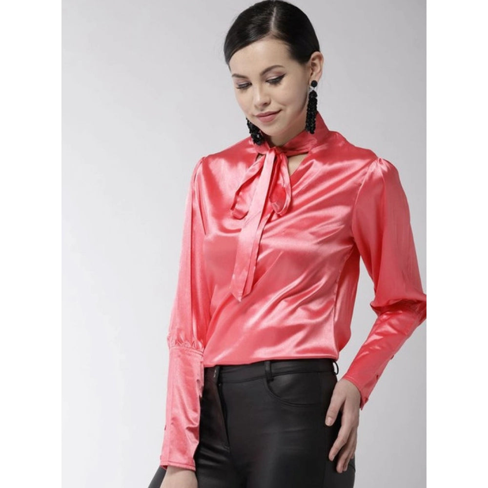 Solid Long Sleeves Top (Coral)
