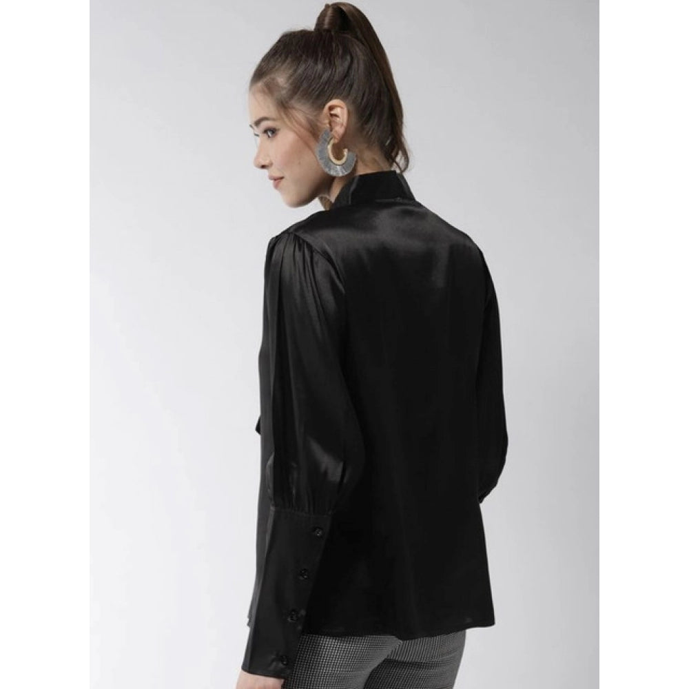 Solid Long Sleeves Top (Black)
