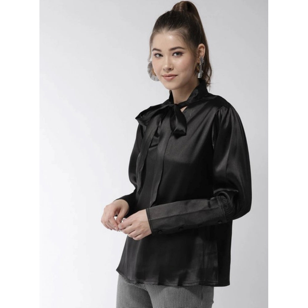 Solid Long Sleeves Top (Black)