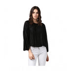 Pleated Balloon Sleeve Top (Black)
