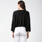 Pleated Balloon Sleeve Top (Black)