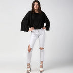 Pleated Balloon Sleeve Top (Black)