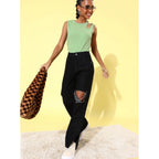 Lycra Solid Sleeveless Top (Green)