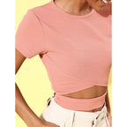 Lycra Solid Short Sleeve Top (Pink)