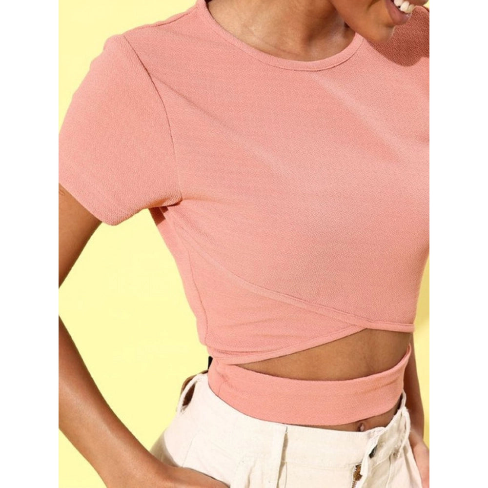 Lycra Solid Short Sleeve Top (Pink)