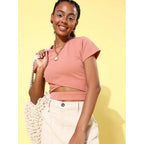Lycra Solid Short Sleeve Top (Pink)