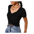 Lycra Solid Short Sleeve Top (Black)
