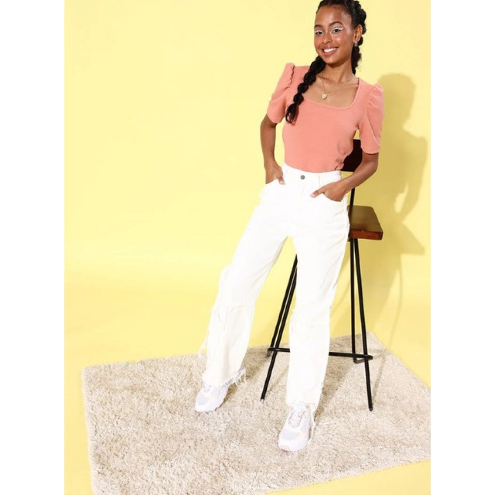 Lycra Solid Short Sleeve Top (Pink)