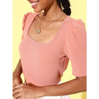 Lycra Solid Short Sleeve Top (Pink)