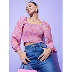 Floral Long Sleeves Top (Multicolor)