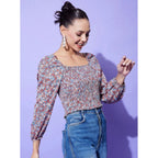 Floral Long Sleeves Top (Multicolor)