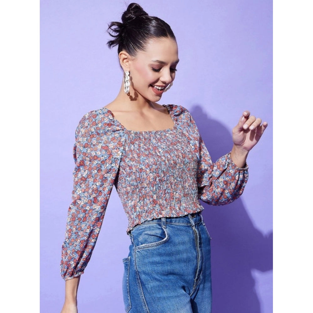 Floral Long Sleeves Top (Multicolor)