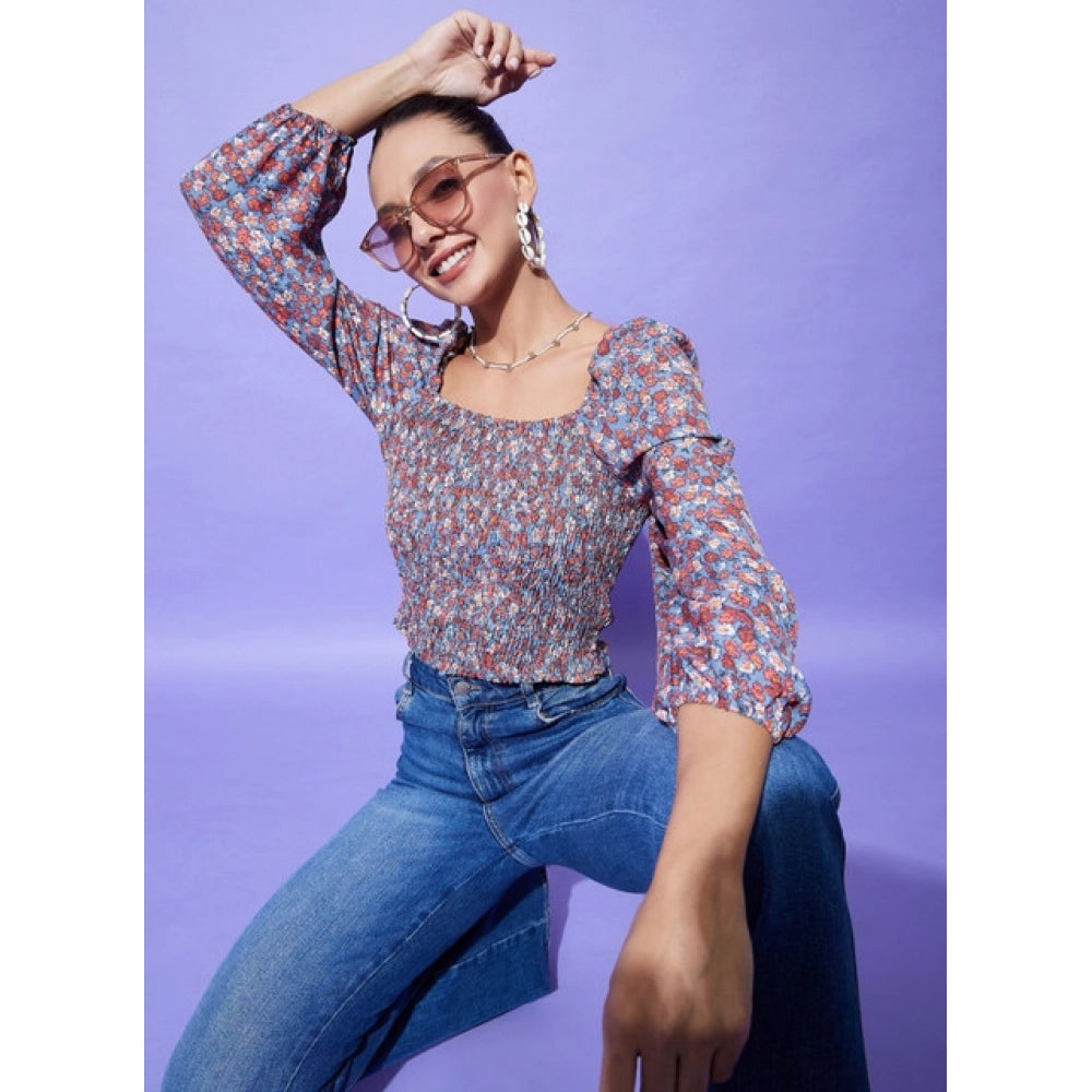 Floral Long Sleeves Top (Multicolor)