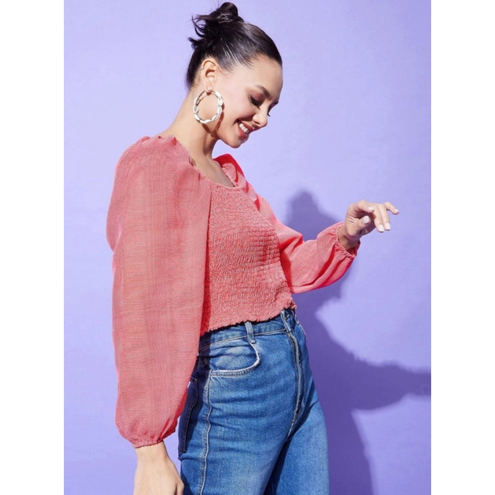 Floral Long Sleeves Top (Red)