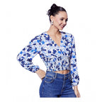 Floral Long Sleeves Top (Blue)