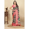 Floral Printed Saree With Unstitched Blouse 5.5Mtr (Black) -