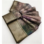 Printed Saree With Unstitched Blouse 5.5Mtr (Multicolor)
