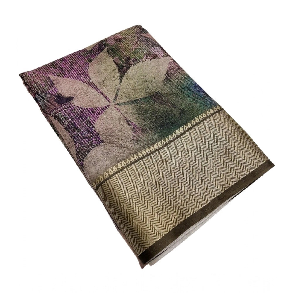 Printed Saree With Unstitched Blouse 5.5Mtr (Multicolor)