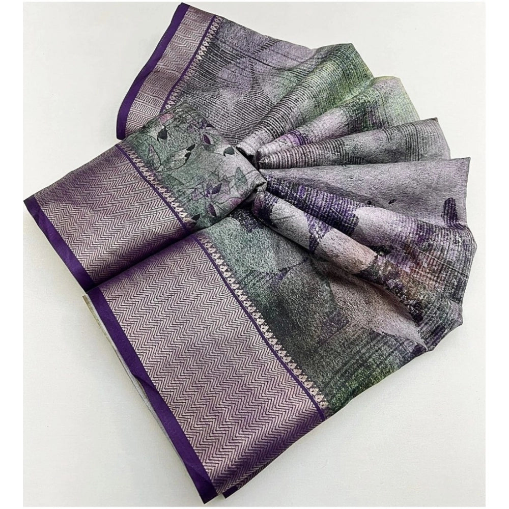 Printed Saree With Unstitched Blouse 5.5Mtr (Multicolor)